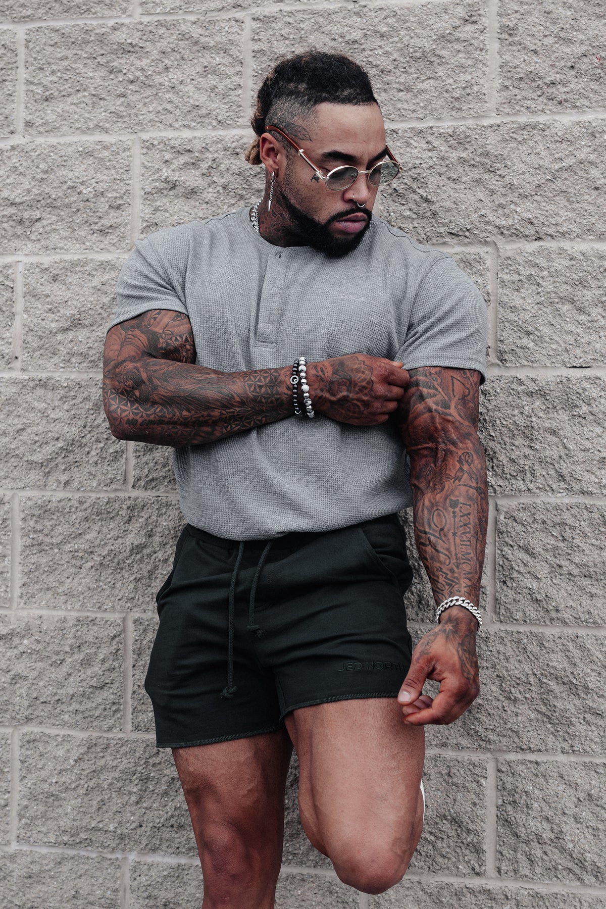 Jed North Men's Waffle Henley T-Shirt - Light Gray