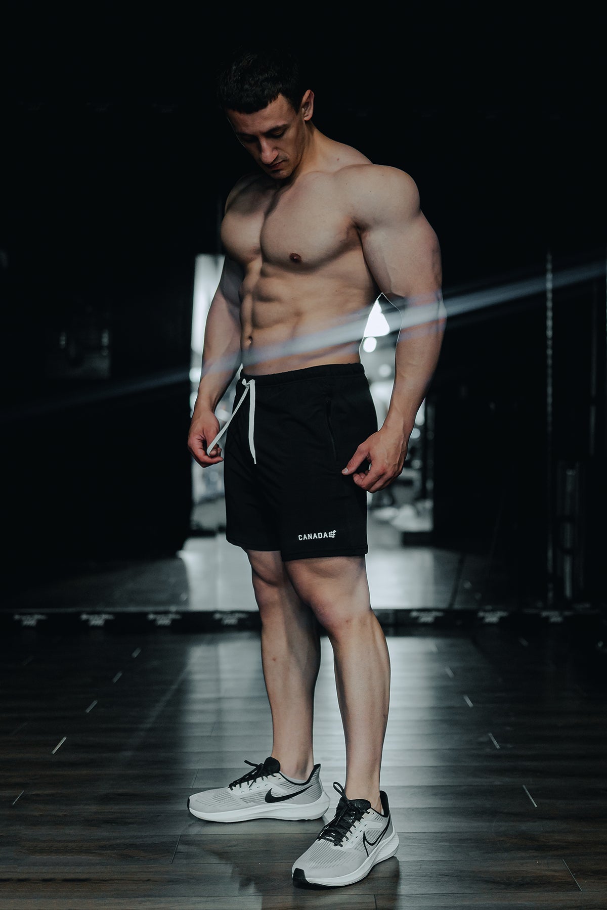Jed North Men's Agile Bodybuilding 4'' Shorts w Zipper Pockets - Canada Logo