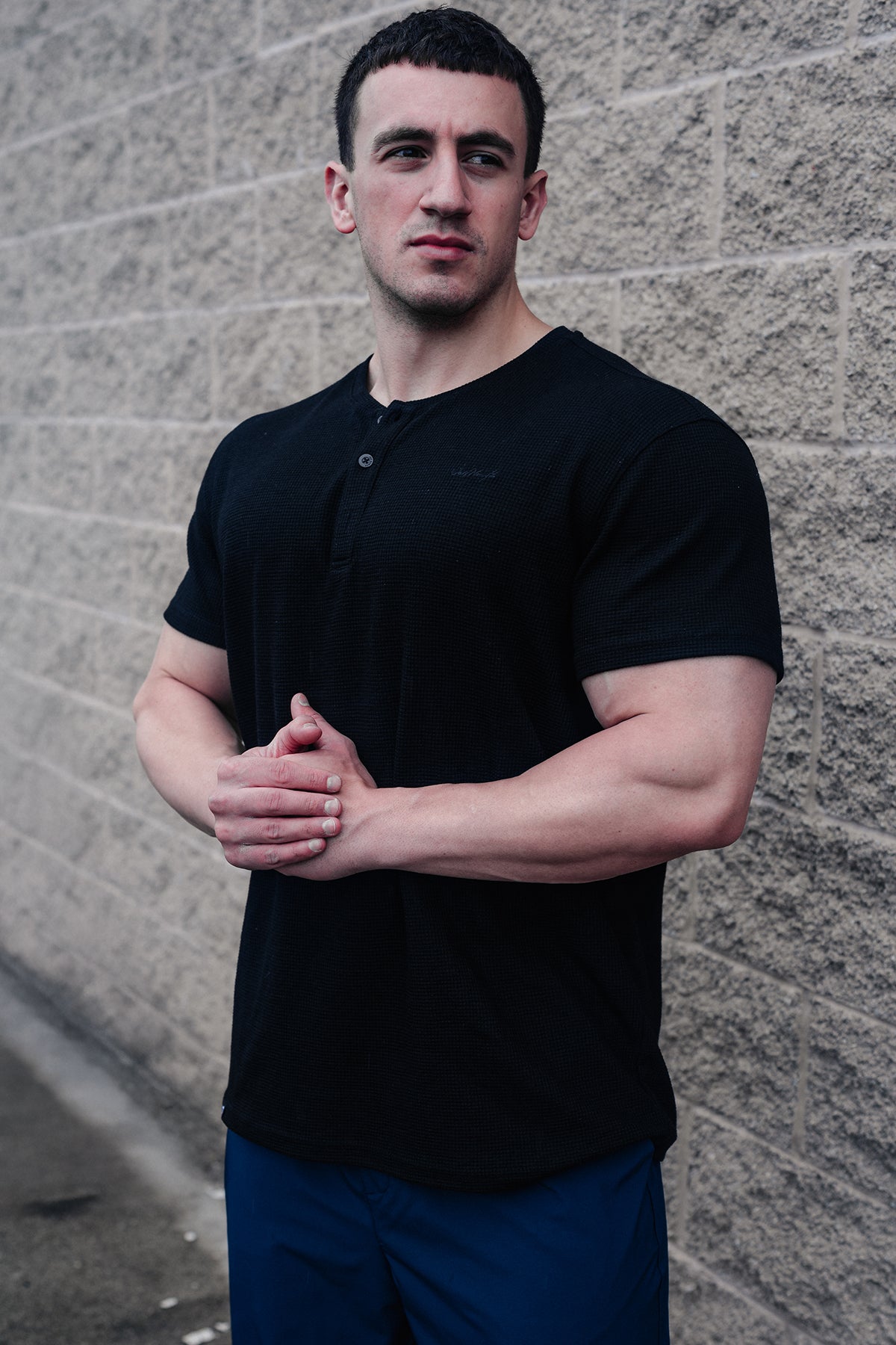 Jed North Men's Waffle Henley T-Shirt - Black