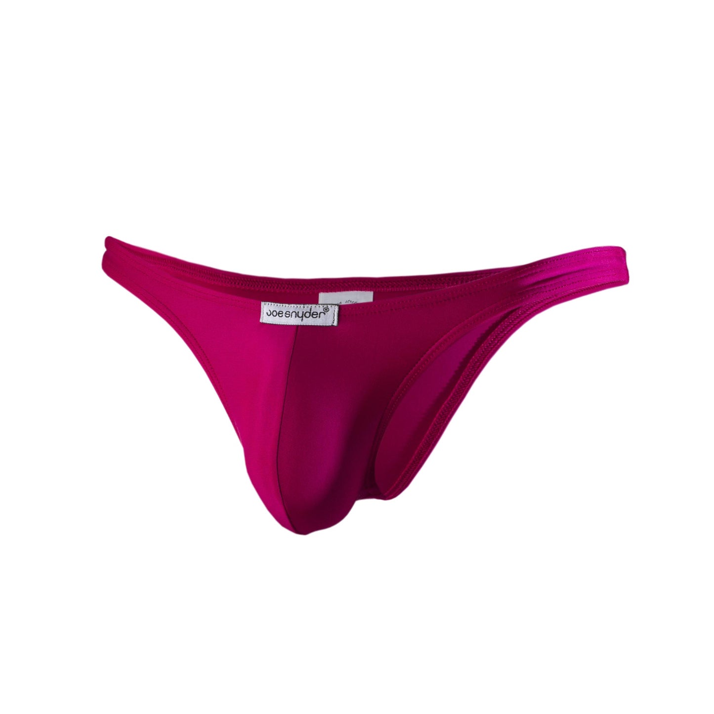 Vibrant magenta joe snyder polyester capri with smooth stretchy fabric and sleek form fitting thong design
