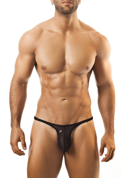 Black Joe Snyder Rio thong mesh with small logo on front made of breathable mesh fabric