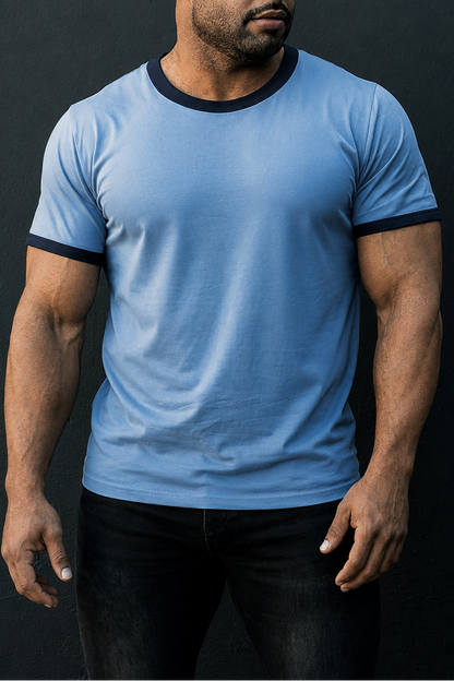 Jed North Men's Muscle-Fit Ringer T-Shirt - Electric Blue
