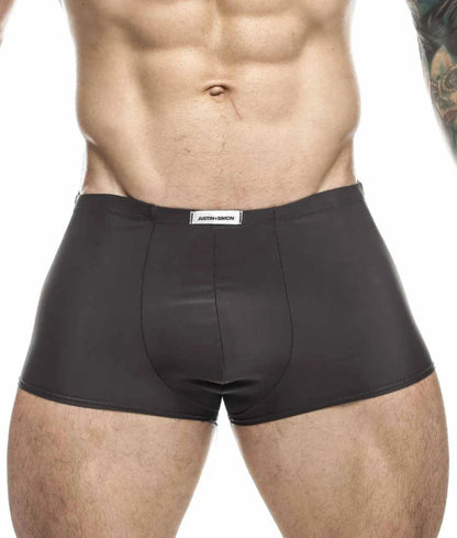 Black justin and simon men’s briefs with sleek smooth fabric and subtle waistband label classic boxer final sale