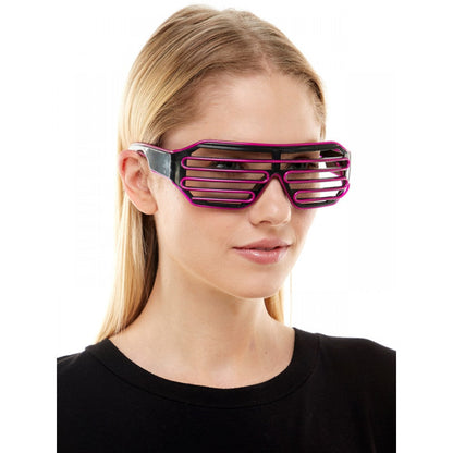 Light up glasses featuring purple and black led light-up shutter design for vibrant party and event use