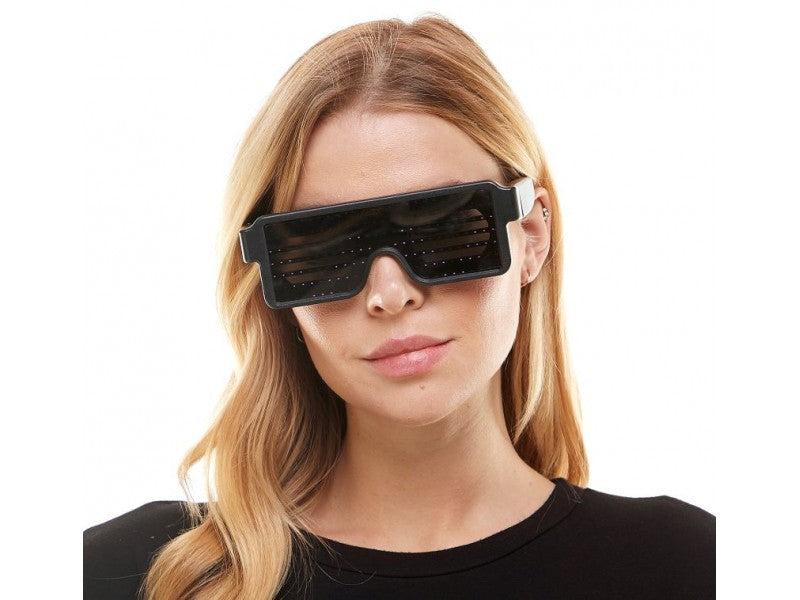 Black rectangular led light up glasses with sleek modern design for stylish nighttime wear