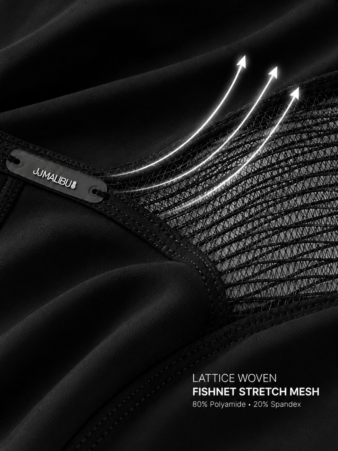 JJ Malibu Men's Lattice Side Mesh Thongs - Black Licorice