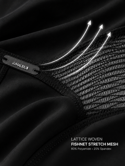 JJ Malibu Men's Lattice Side Mesh Thongs - Black Licorice