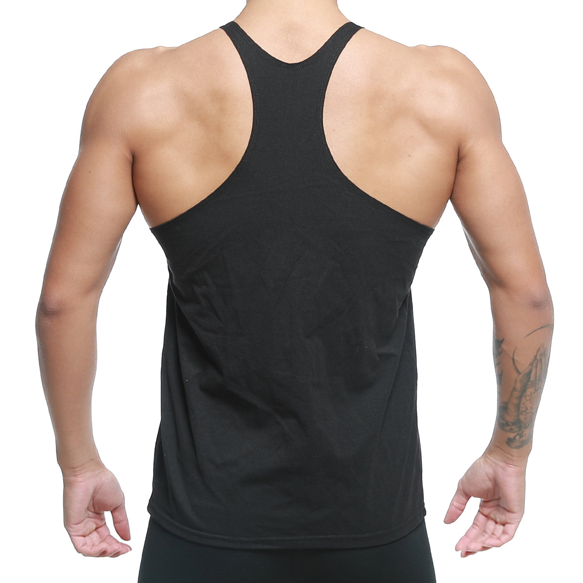 Black metro musclwear racerback tank top with sleek form-fitting design for gym workouts M1027-20