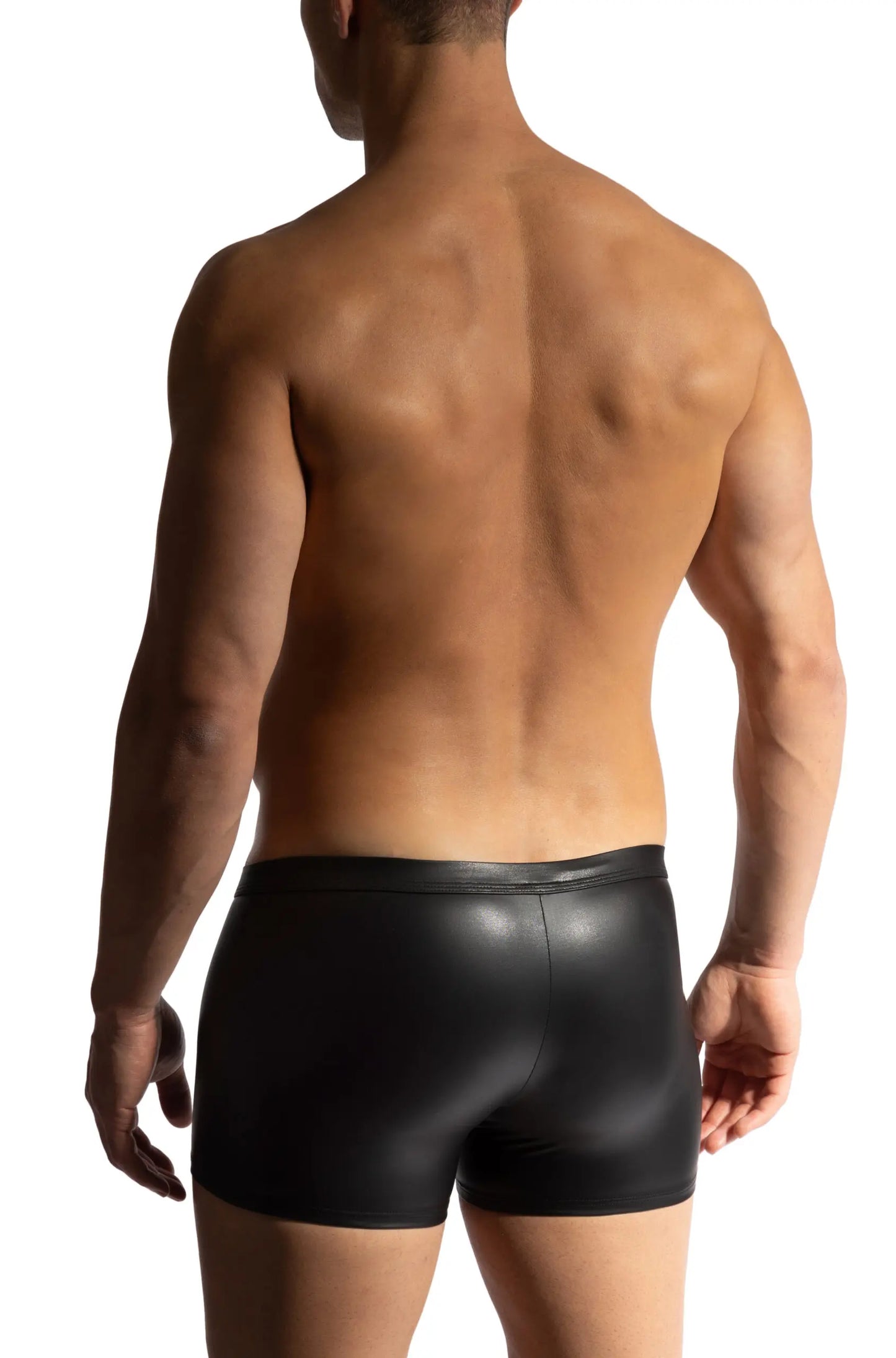 Black glossy faux leather briefs manstore zipper minipants m2466 with sleek form fitting design
