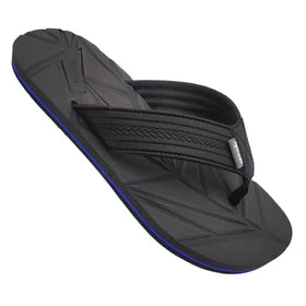 Matrix sandal black flip-flop with textured strap and subtle purple trim along the edge for casual wear