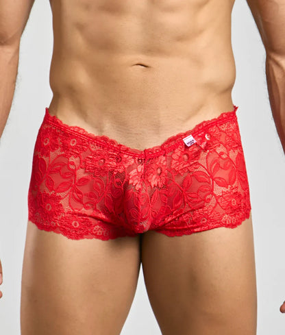 Lace boxer short rose in red floral lace men’s underwear featuring a delicate lace design and comfortable fit