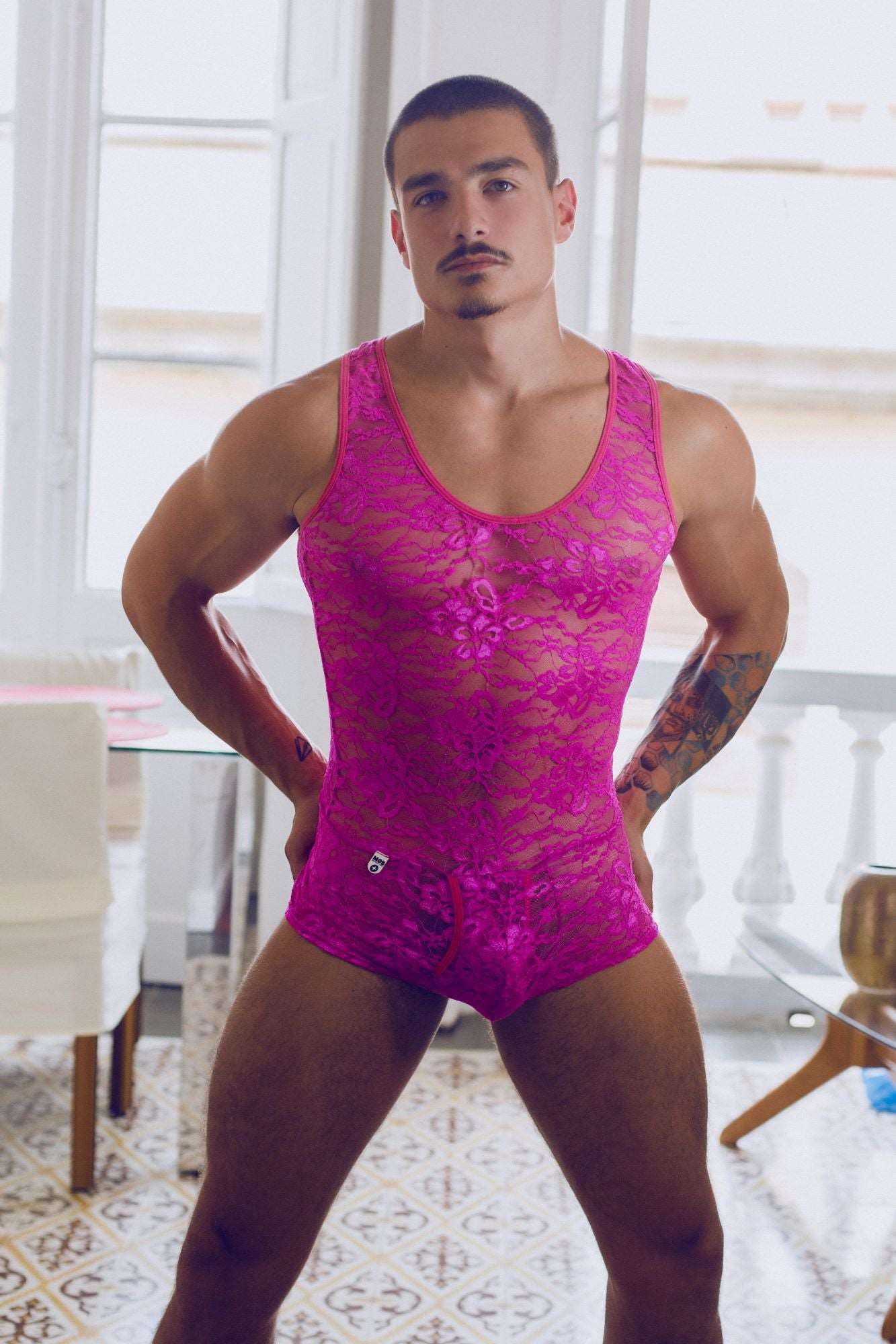 Mob Spitzen-Bodysuit für Herren