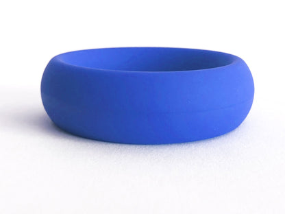 A solid blue silicone wedding band with a smooth matte finish from meat rack collection