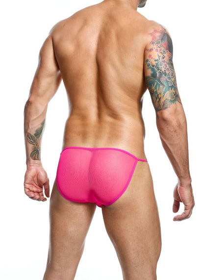 Mob men’s sheer bikini bright pink mesh briefs with a snug form-fitting design perfect for final sale