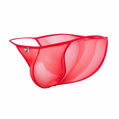 Red mesh briefs with bold form-fitting design and reinforced trim for men sheer bikini by mob