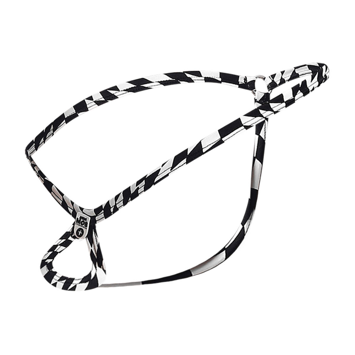 Black and white checkered braided leash with metallic clasp from mob men’s tear drop string thong mbl24 collection
