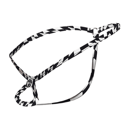 Black and white checkered braided leash with metallic clasp from mob men’s tear drop string thong mbl24 collection