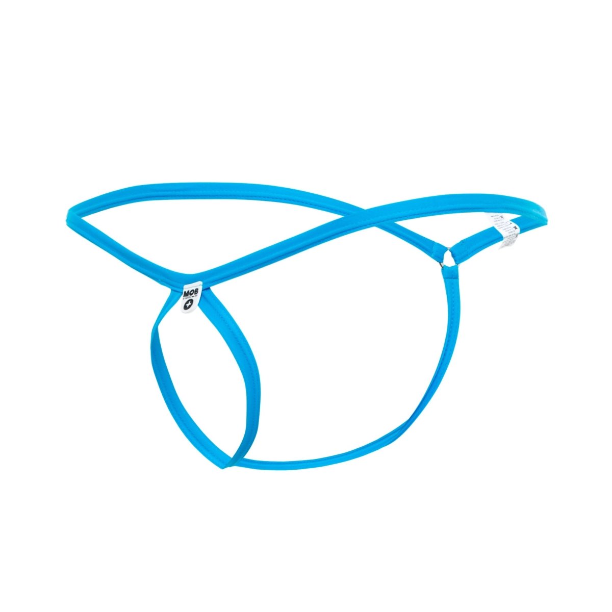 Bright blue sleek minimalist MOB men’s tear drop string thong made of smooth elastic material modern design