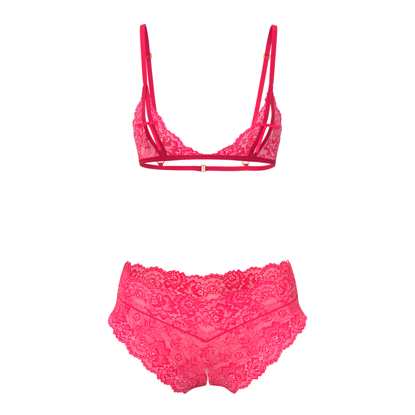 Magisches Seiden-Bralette und Boyshorts mit Schlitz im Schritt