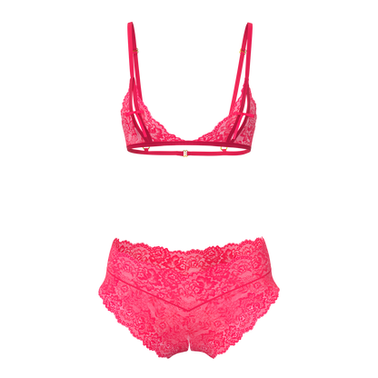 Magisches Seiden-Bralette und Boyshorts mit Schlitz im Schritt