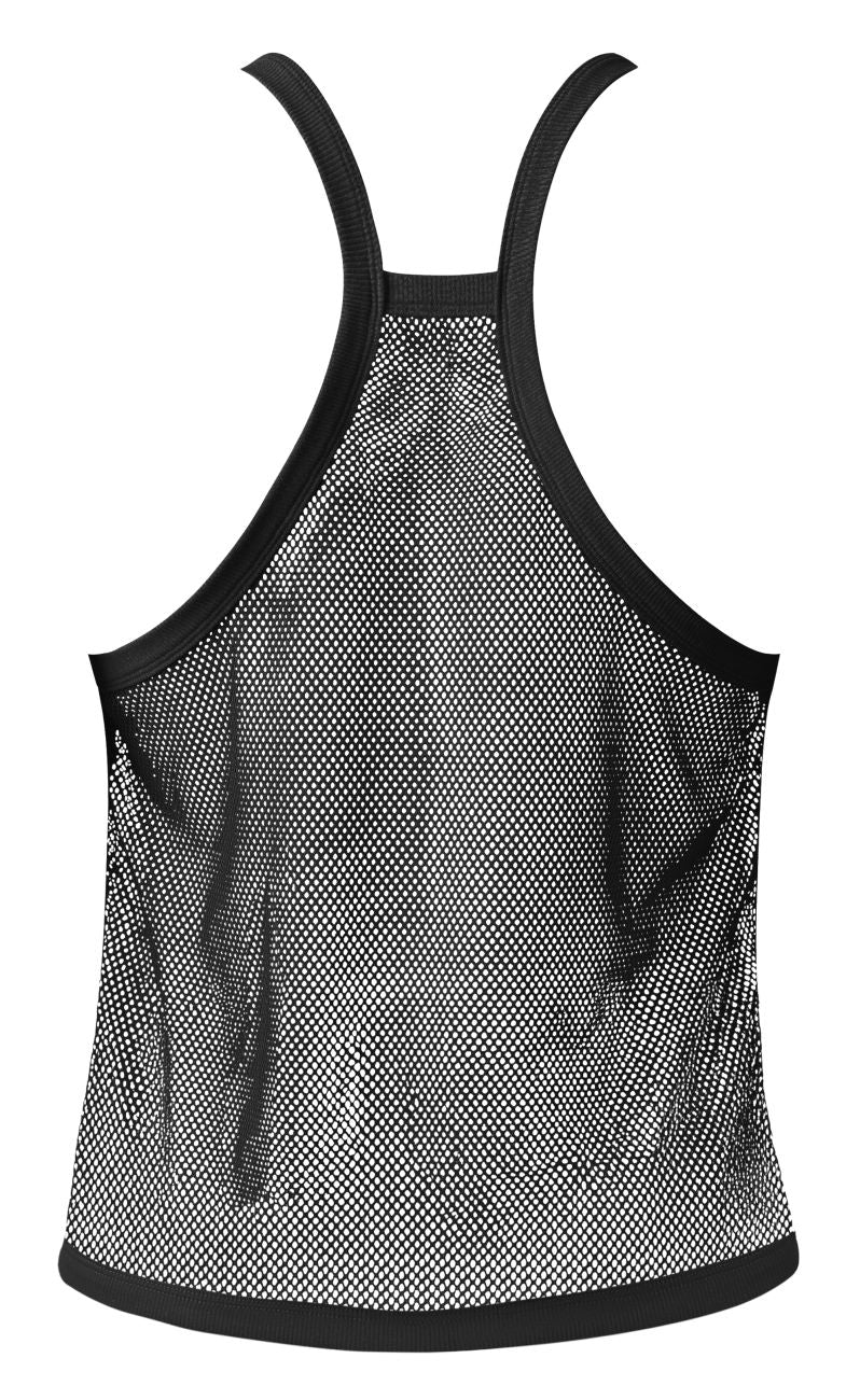 Black mesh tank top male power 110-11c fishnet 2 with sleek form-fitting design and reinforced shoulder straps