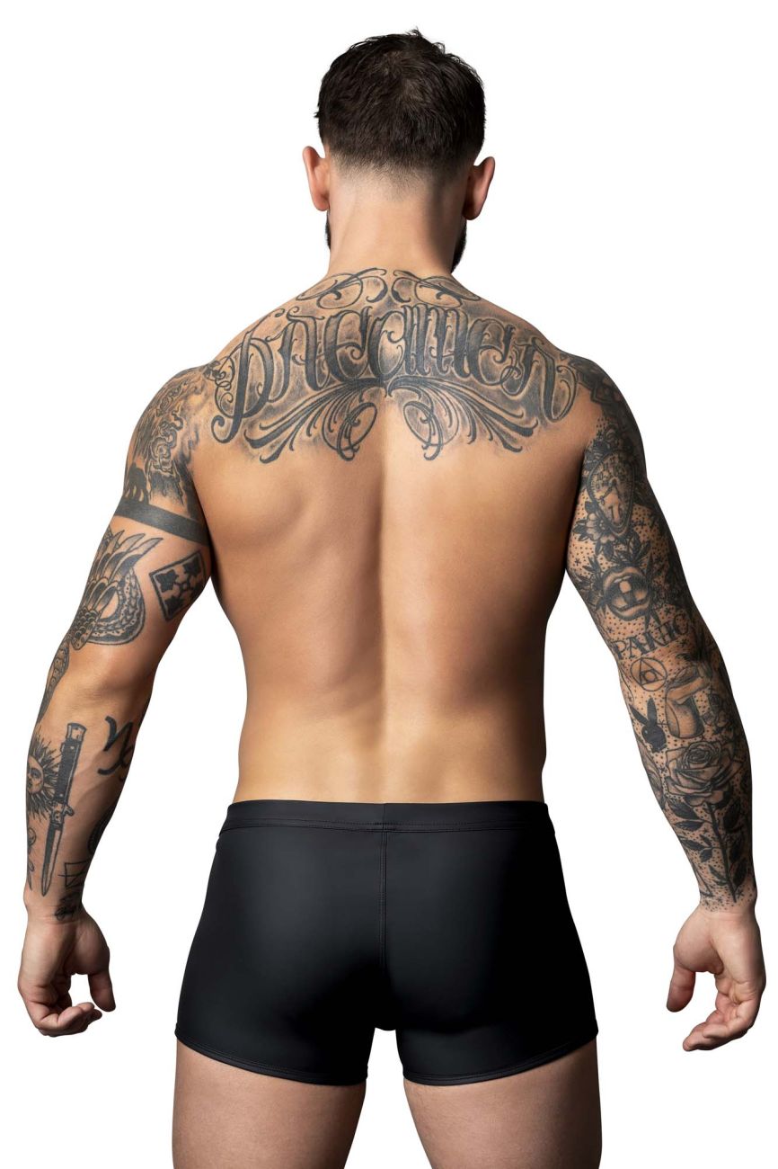 Male power 120-298 oh snap snap off short black athletic briefs with smooth form-fitting material front view