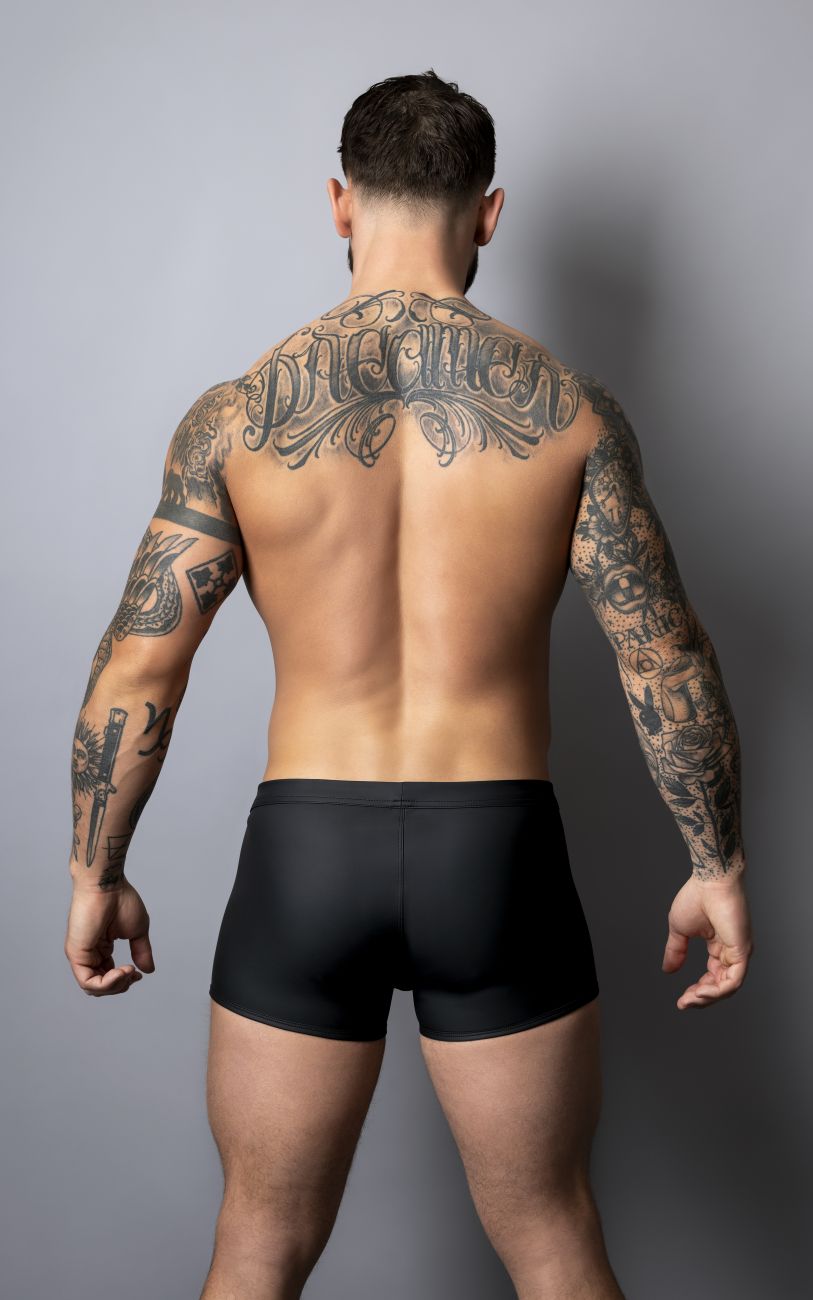 Male power 120-298 oh snap snap off short black athletic briefs with smooth form-fitting material