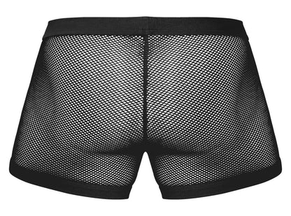 Male power 152-11c black fishnet briefs with solid elastic waistband and leg openings for a secure fit
