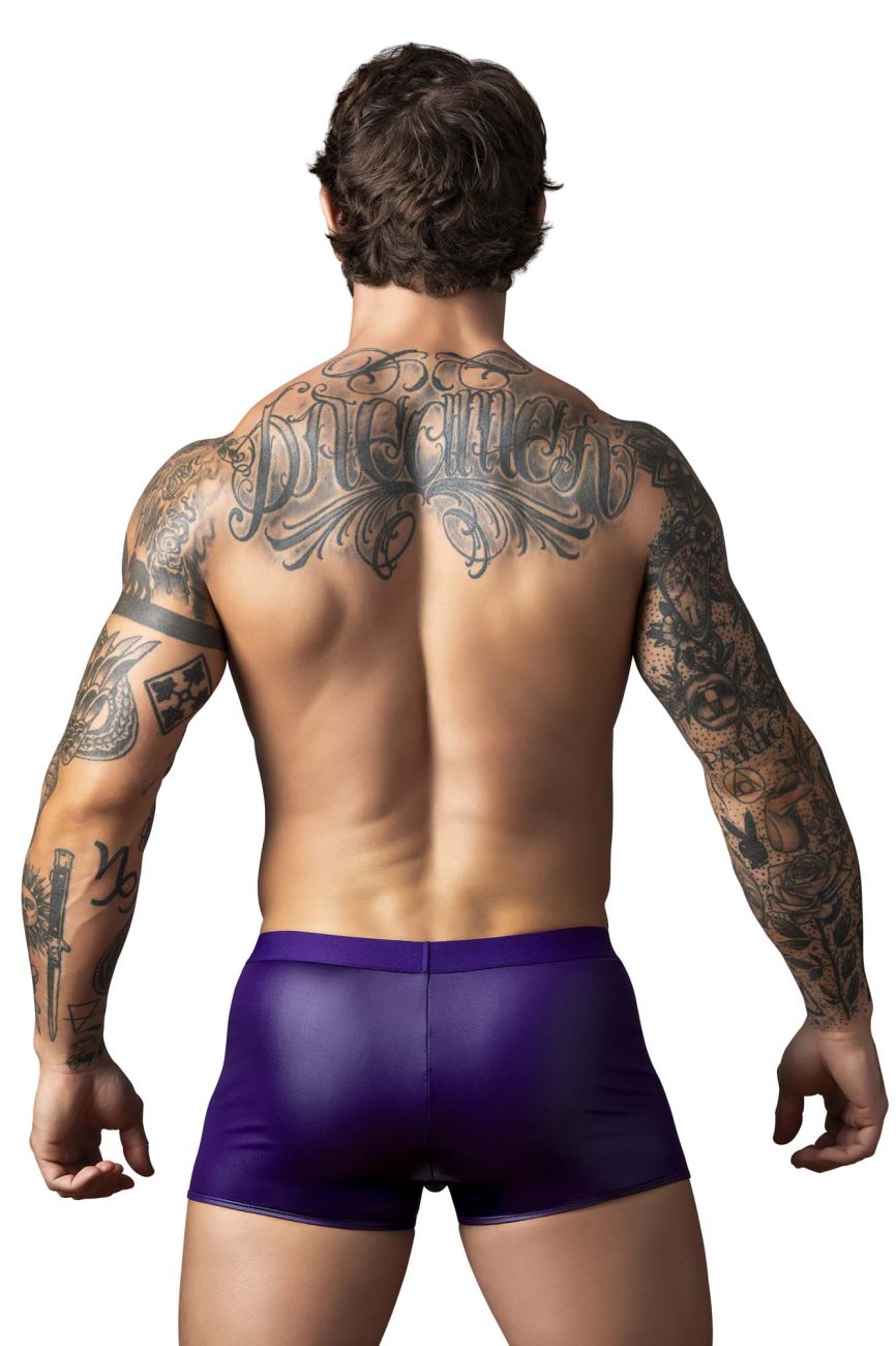 Male power 152-302 eggplant crossover short purple shiny briefs made of smooth plum fabric for men