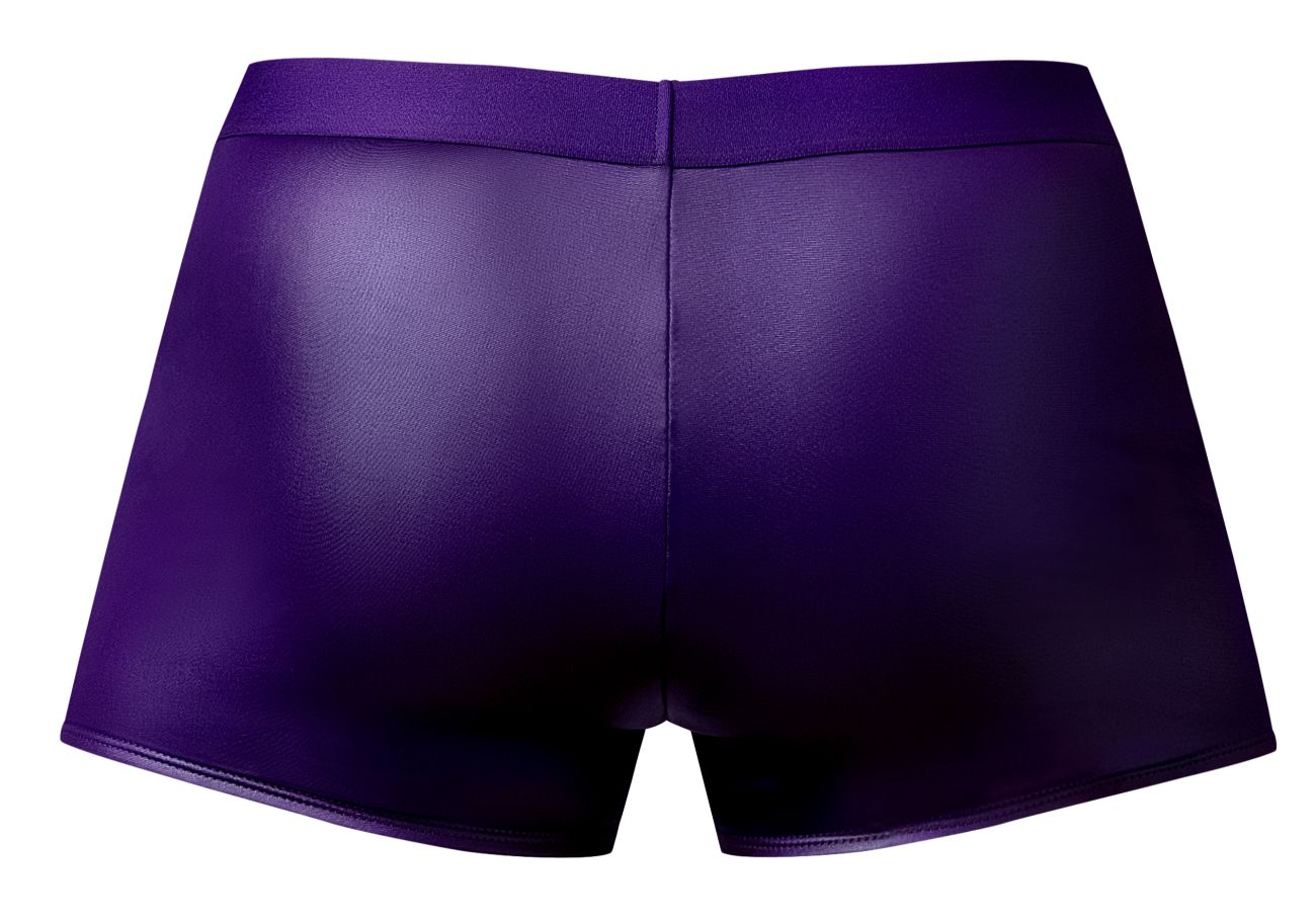Male power 152-302 eggplant crossover short in purple shiny faux leather briefs for men