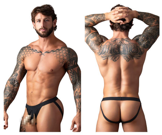 Black male power 348-304 open ended jock briefs with elastic cock ring and supportive form-fitting design