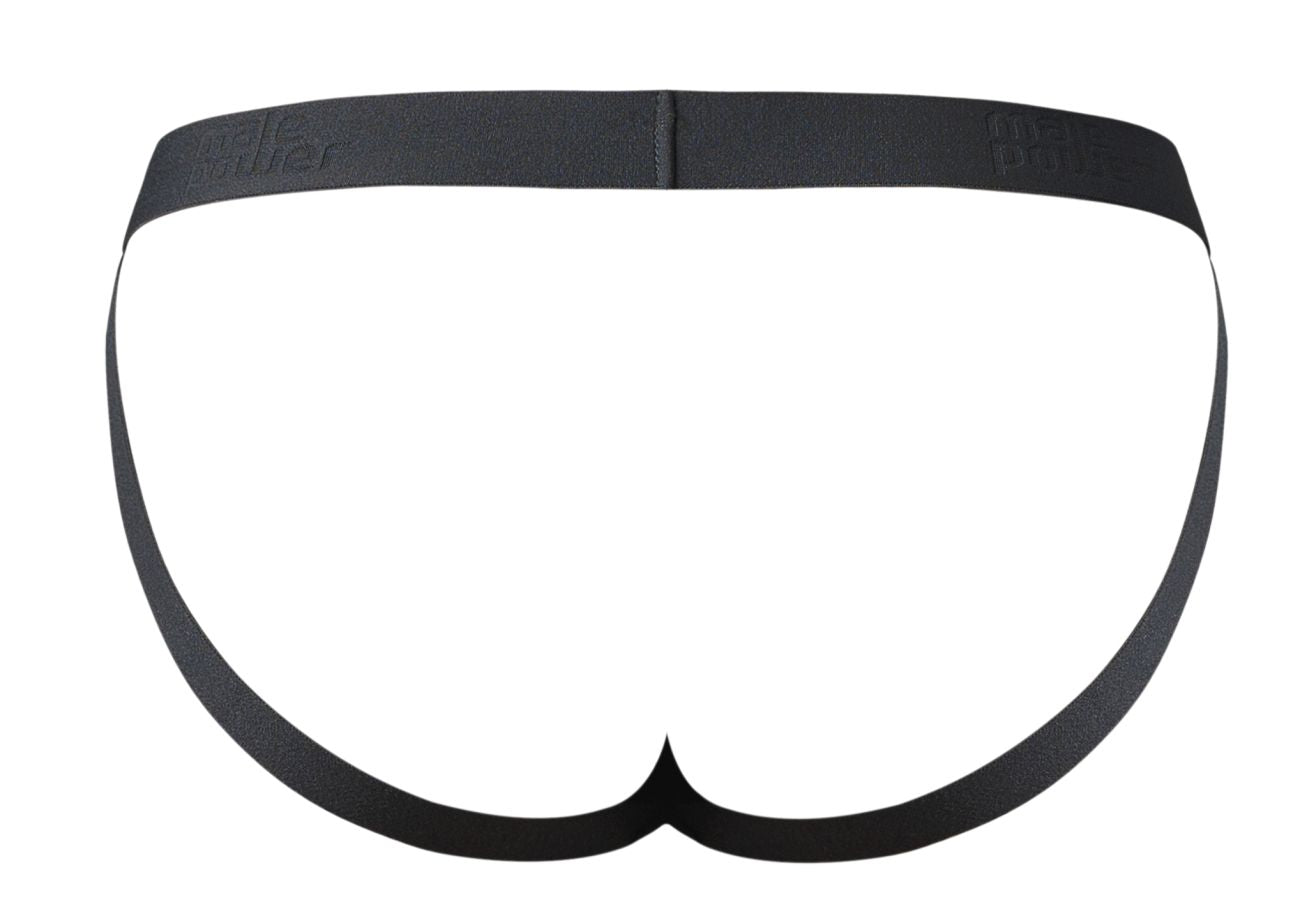 Black male power 348-304 open ended jock briefs with elastic cock ring and seamless design with waistband logo