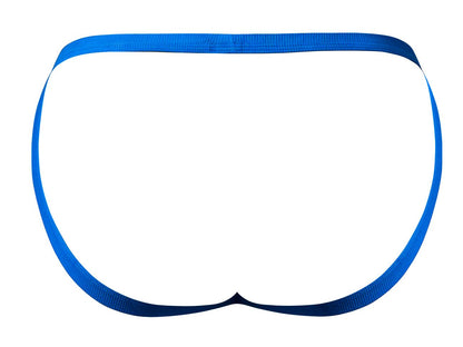 Male power 388-11c fishnet 2 jockstrap in royal blue with bright blue ribbed fabric briefs and a snug fit design