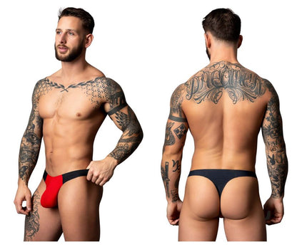 Male power 442-300 hot mesh bong thong in black and red featuring a bold modern design with breathable mesh fabric