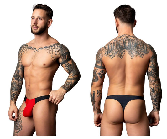 Male power 442-300 hot mesh bong thong in black and red featuring a bold modern design with breathable mesh fabric