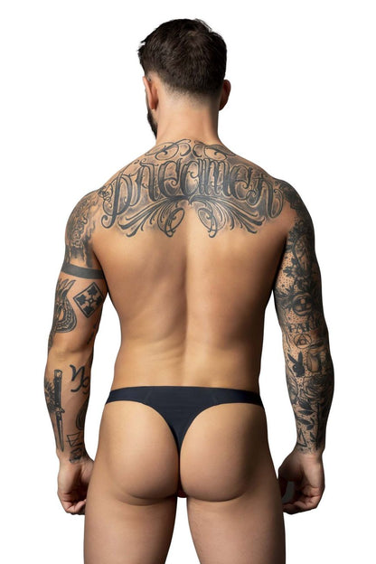 Black and red male power 442-300 hot mesh thong in a sleek minimalist design showing the back side