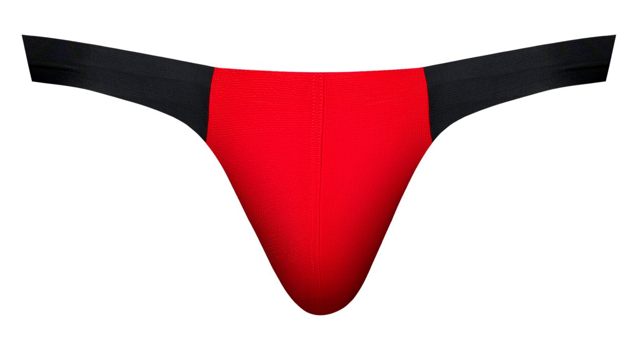Male power 442-300 hot mesh bong thong in black and red with smooth, form-fitting design shown from the back side