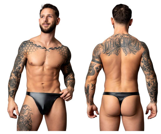 Black latex thong from male power 442-301 liquid onyx 2.0 bong thong showing the back side