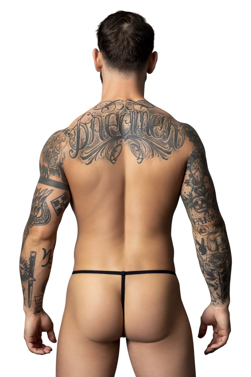 Male power 450-301 liquid onyx 2.0 blue g-string with minimalist thin design shown from the back side
