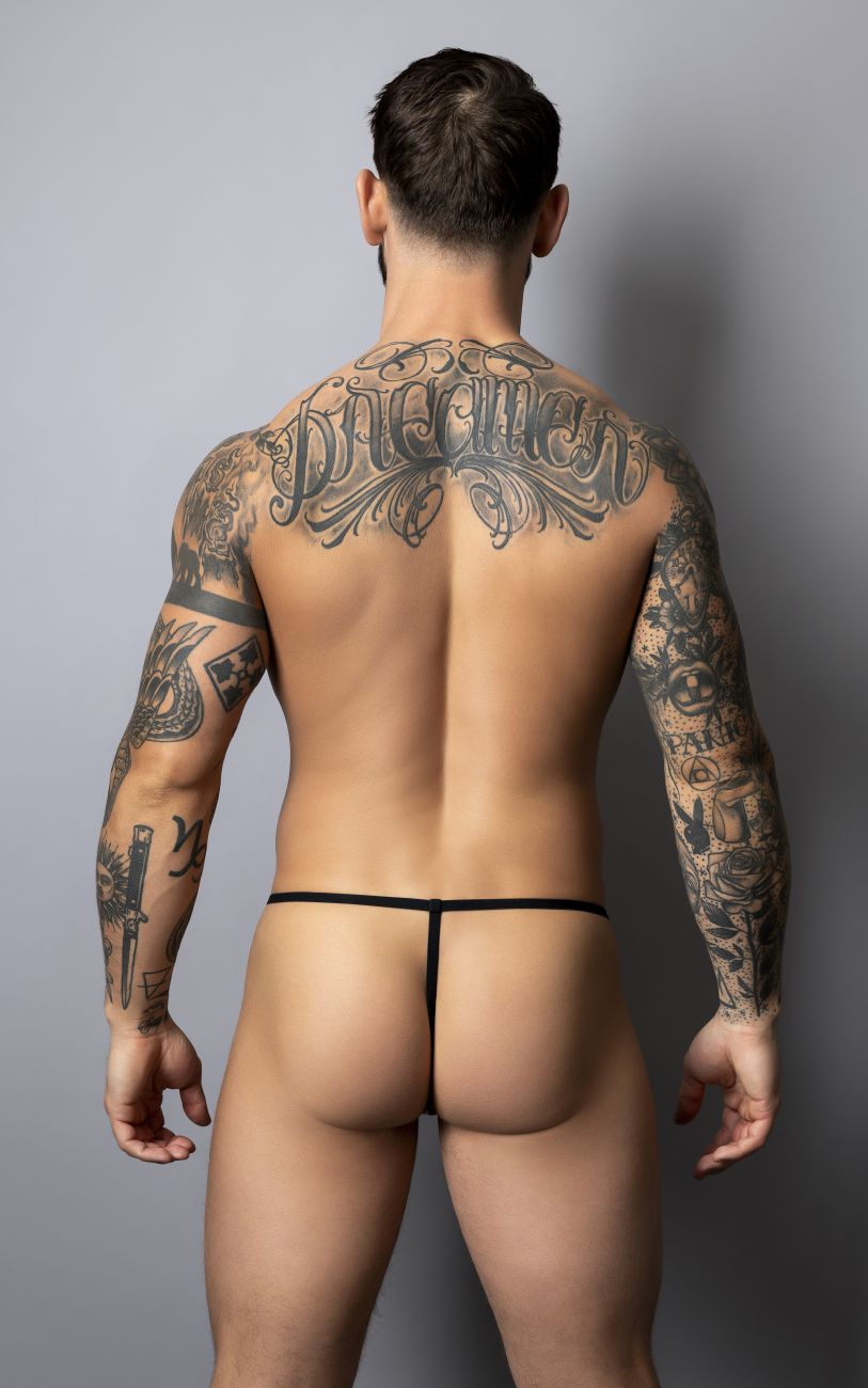 Blue male power 450-301 liquid onyx 2.0 g-string thong featuring a thin minimalist design shown from the back side