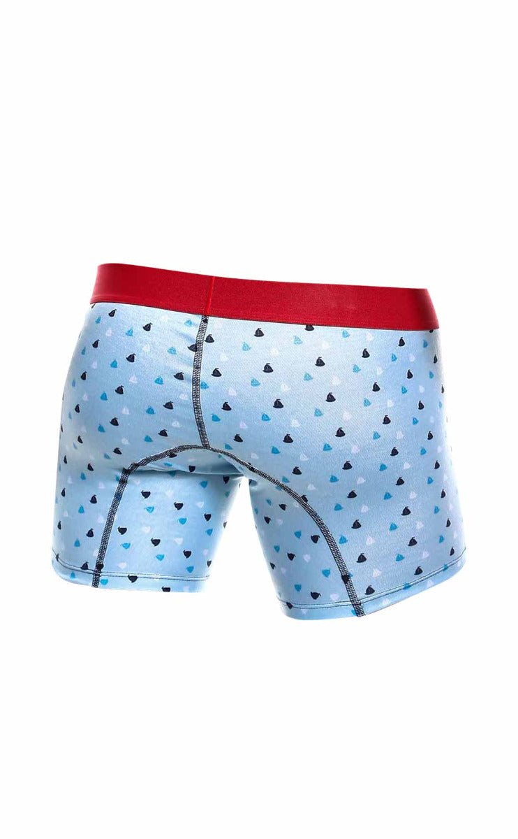 Malebasics 3-pack boxer brief boats light blue boxer briefs with black and teal triangles and solid red waistband