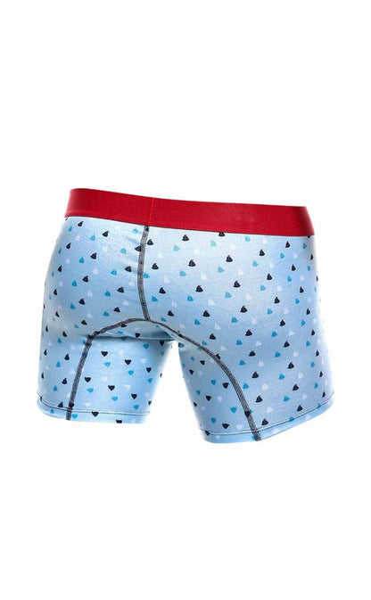 Malebasics 3-pack boxer brief boats light blue boxer briefs with black and teal triangles and solid red waistband