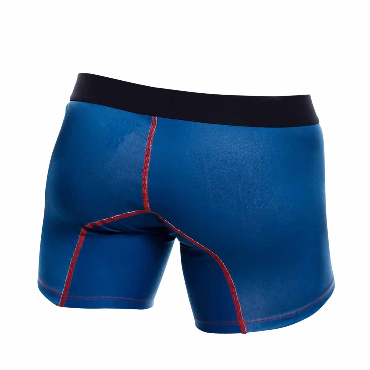Malebasics 3-pack timon boxer brief blue athletic briefs with black waistband and red stitching along the seams