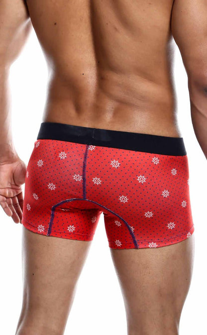Malebasics 3-pack trunk timon red men’s boxer briefs with black waistband and white ship wheel patterns
