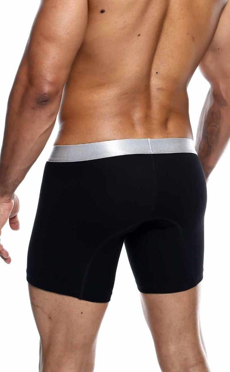 MaleBasics boxer brief pima black briefs with sleek silver waistband made from soft pima cotton for comfort