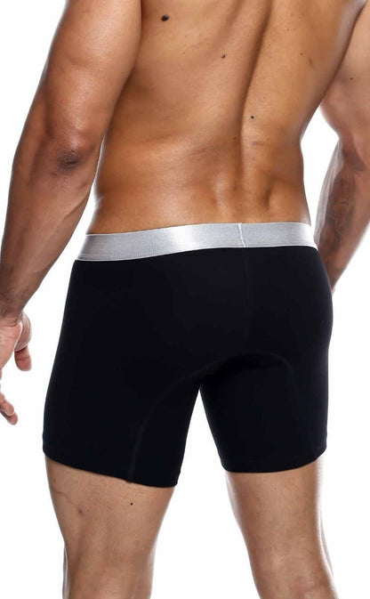 MaleBasics boxer brief pima black briefs with sleek silver waistband made from soft pima cotton for comfort