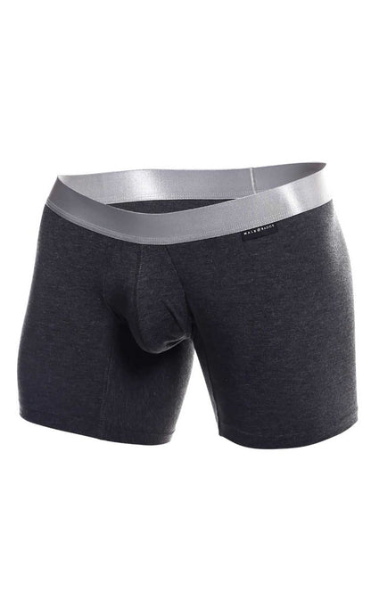 Dark gray textured male basics boxer brief pima with silver waistband made from pima cotton for comfortable wear