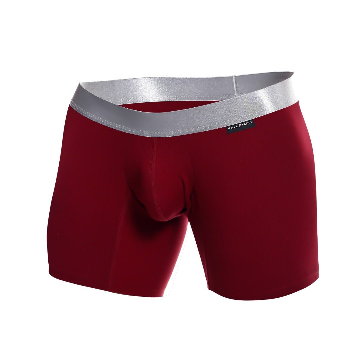 Malebasics boxer brief pima red men’s boxer briefs with silver waistband made from soft pima cotton fabric