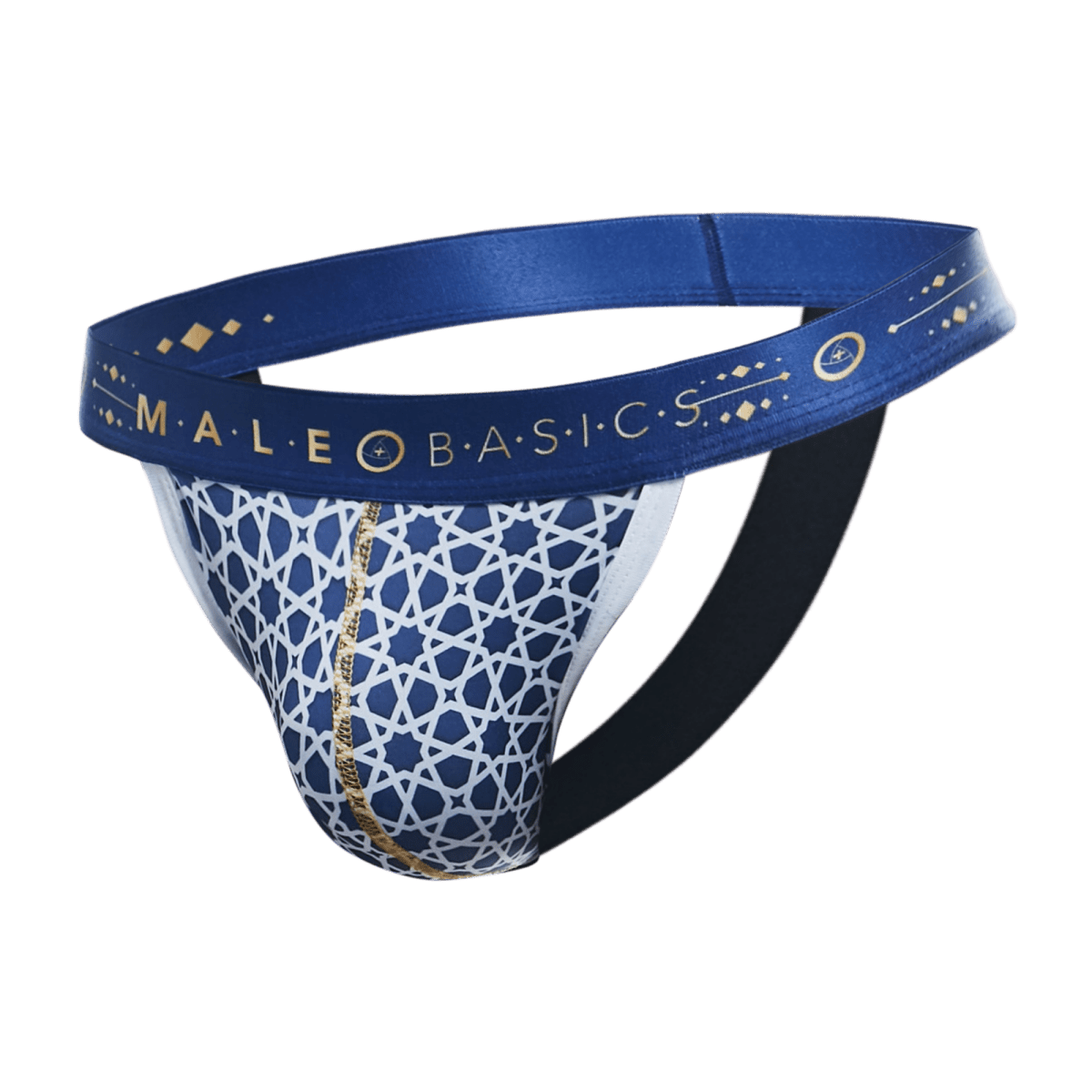 Malebasics hipster jockstrap comics blue and white patterned briefs with gold trim for comfortable daily wear