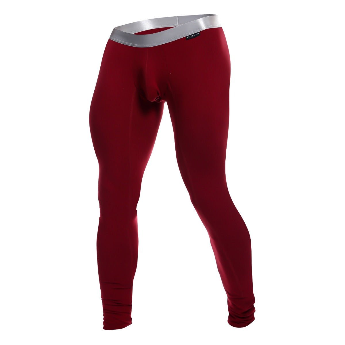 Red men’s compression tights with a silver waistband made from pima cotton by malebasics long john pima